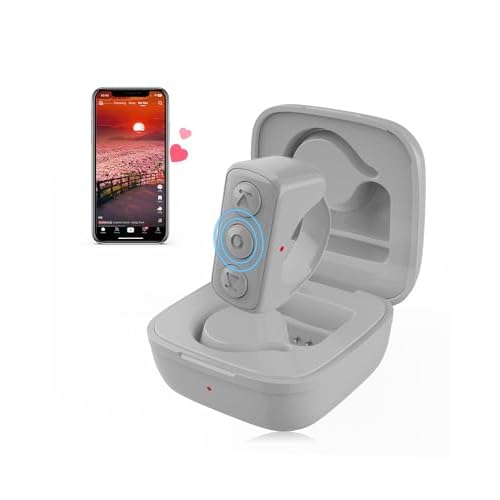 Remote Scrolling Ring for TikTok, Bluetooth Page Turner for iPad iPhone, Scroller Remote for TIK Tok, Camera Shutter Remote Control for iOS, Android – Grey