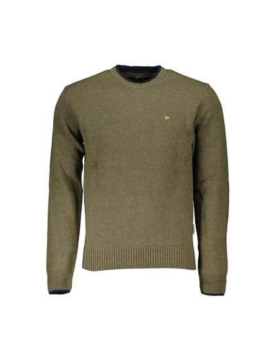 Pull col rond Napapijri vert vêtement chaud en maille automne hiver