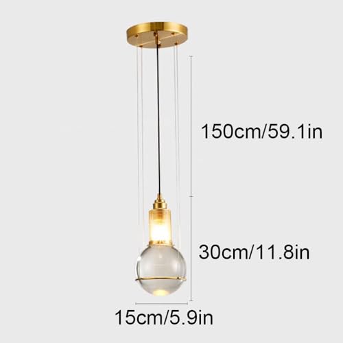 Plafonnier suspendu en cristal doré au design moderne et finitions de prestige