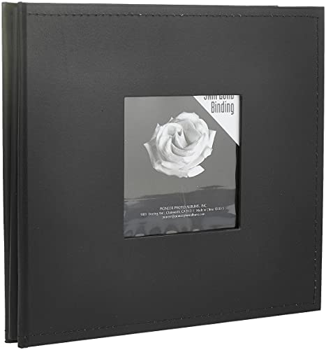 Pioneer 8 Inch by 8 Inch Snapload Sewn Leatherette Frame Cover Memory Book, Black