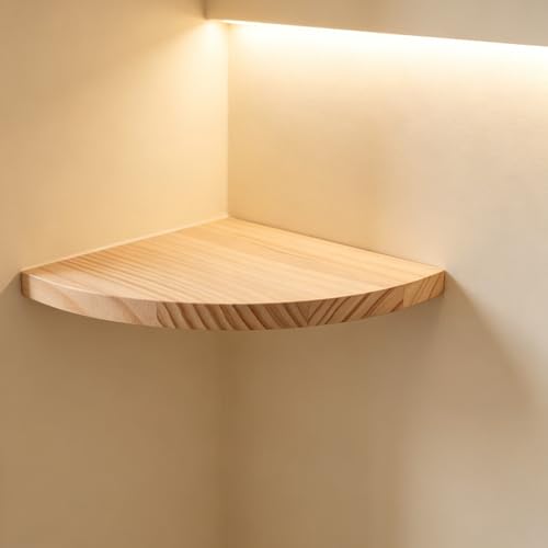 Estante de esquina de madera con diseño compacto en abanico para decoración 7