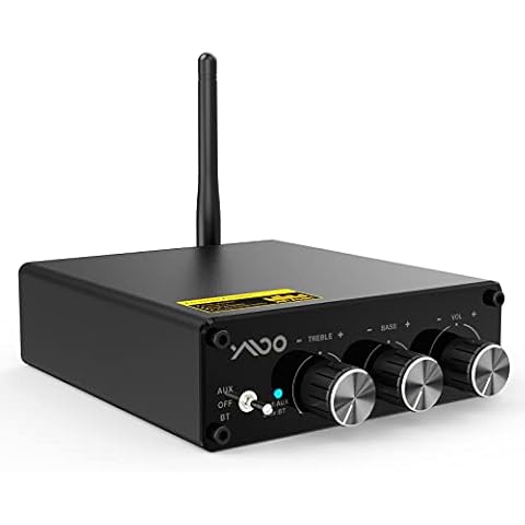 YMOO Bluetooth 5.3 Amplifier 2 Channel for Passive Subwoofer, RCA/Bluetooth Input Home Audio Receiver,HiFi Low Latency,100W x 2 Powerful Sound with Bass/Treble Control(Power Supply) Cover