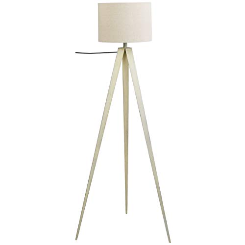 Preisvergleich Produktbild Umi. by Amazon Stehleuchte, Lampenschirm aus Stoff, Dreibein, Weiß, 152,4 cm