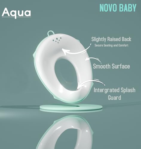 Image of Novo Baby Portable Baby Unisex Potty Training Toilet Seat with Non-Slip Base, Splash Guard, and Storage Hook - Ideal for 0-6 Year Child, Fits Round & Oval Toilets, Toddler Travel-Friendly New born