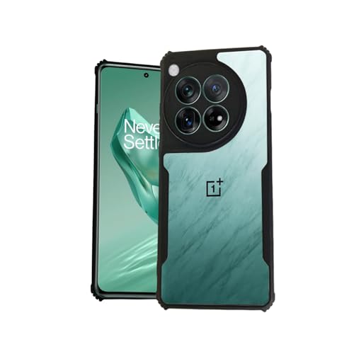 Image of AIBEX Crystal Clear Back Cover Case for OnePlus 12 5G | 360 Degree Protection | Shock Proof Design | Transparent Back Cover Case (PC & TPU, Black Bumper)