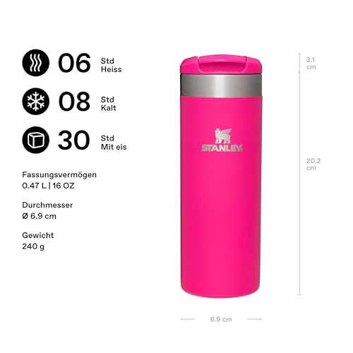 Stanley Aerolight Transit Thermobecher 0.47L - Hält 6 Stunden Heiß - Spülmaschinenfest - Kaffeebecher To Go Auslaufsicher - Kompatibel Mit Gängigen Pkw-Getränkehalterungen - Thermosflasche - Pink 2