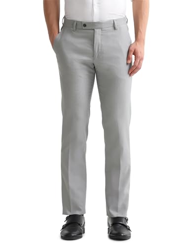 Image of Arrow Textured Tapered Fit Formal Trousers for Men - Full Length Formal Pants for Men Office Wear