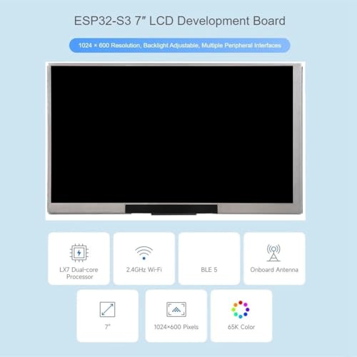 ESP32-S3 boîte d'affichage 7 pouces Type B module programmable IoT 1024x600 LX7 - 3