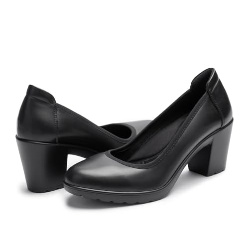 Women's Pumps with Arch Support, Chunky Closed Round Toe Block Heels for Women, Comfortable Low Heel Work Dress Shoes2