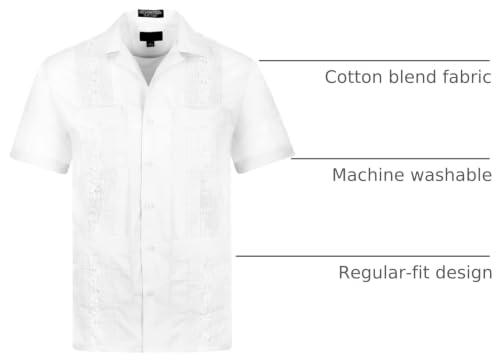 OmegaTux Cuban Guayabera Short Sleeve Shirt, Wedding Cigar Beach Bartender Casual White,Medium by OmegaTux - Used condition - Image 2