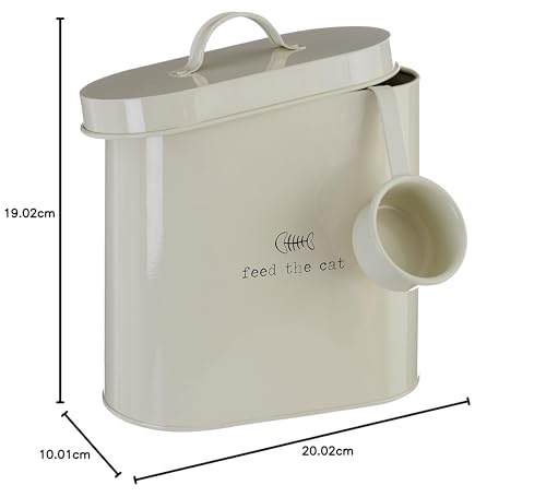 Premier Housewares Haustierfutter-Aufbewahrungsdose mit Löffel, Metall, cremefarben, 2.8 Litre