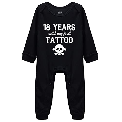 18 Years Until My First Tatto o Baby Cool Funny Dad Present New Baby Bodysuit Gift Long Sleeve 0-24 Months