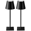 KDG 2 Pack Cordless Black Table Lamps, Rechargeable Portable LED Desk Lamps