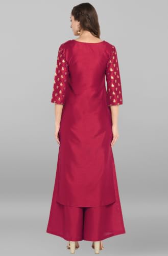 Image of Janasya Women's Silk Blend Tie & Dye Yoke Embroidered Straight Kurta Pant Set