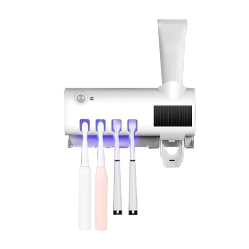 Dispensador automático de pasta de dientes, 4 ranuras para cepillo de dientes, exprimidor de pasta de dientes UV sin perforación, exprimidor automático de pasta de dientes, soporte para cepillo de