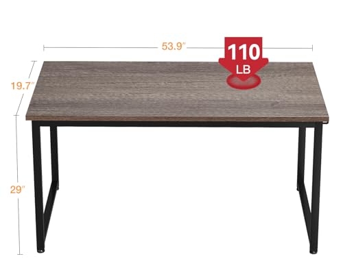 Image of Casaottima 54 Inch Computer Desk for Home Office, Study Writing Table for Small Spaces, Simple Modern Desk with Headphone Hooks, Grey Oak