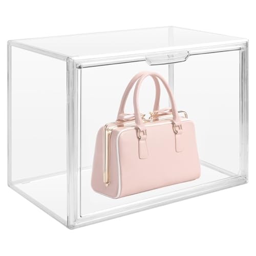PTJJXA Cajas de Almacenamiento Cajón Organizador Transparente, Contenedores de Almacenamiento Acrílico, 36x22x27cm, Cajon Organizador Apilable de Plastico para Carteras, Libros, Juguetes
