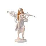 Comfy Hour 7' White and Silver Butterfly Fairy Playing Violin Figurine, Musical Fantasy Spirit Statue with Sparkle Wings, Decorative Fairyland Home Office Desktop Ornament, 1 Unit