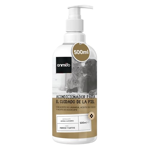 Acondicionador para Perros y Gatos de Pieles Sensibles, 500ml - Suavizante Hipoalergénico con Aceite de Coco y Lavanda, Hidratante y Desenredante para Mascotas con Alergias, Irritación y Nudos