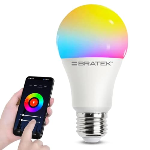 Bratek Lampadina Smart E27 Compatibile con Alexa, Google Home, App Tuya e SmartLife - 11W, 1050 Lumen, Dimmerabile, LED RGB e LED CCT per Multicolore e Bianchi Perfetti - Equivale a 90W Incandescenza