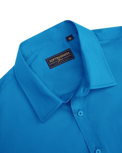 Image of J.VER Men's Short Sleeve Dress Shirts Stretch Stain Shield Casual Button Down Shirts Solid Formal Shirt