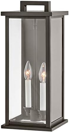 Hinkley Weymouth 20014OZ Medium Outdoor Wall Mount Lantern, Traditional Federal Style, Aluminum Cast Frame, Oil Rubbed Bronze