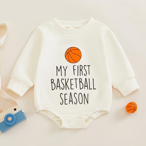 Newborn Baby Boy Girl Romper My First Basketball Season Onesie Sweatshirt Bodysuit Cute Infant Fall Winter Outfit2
