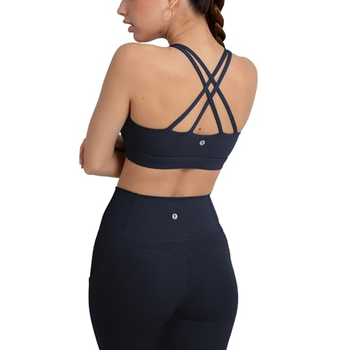 Image of YITTY Active Women's Ultraluxe Strappy Medium Impact Bra, Athleisure, 4-Way-Stretch