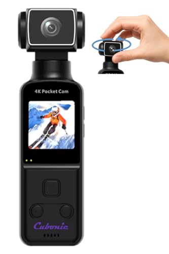 Image of Cubonic K1 Pocket, 4K Ultra HD Enabled Camcorder, 270 Manual Rotatable Handheld Sports, Action Recorder for Outdoor, Riding, Diving, Shooting Compatible with Extenal Type-C Mic Vlogging Camera