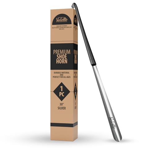 Velette Metal Shoe Horn Long Handle for Seniors - 30' Extra Long Shoe Horn for Women, Men and Kids - Shoehorn, Boot Horns, Shoehorn Long-Handle, Elderly Must Haves - Shoes Spoon, Stick, Helper