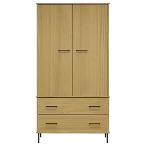 Armadio de madera OSLO 90x55 cm con patas de metal marrón para dormitorio 6