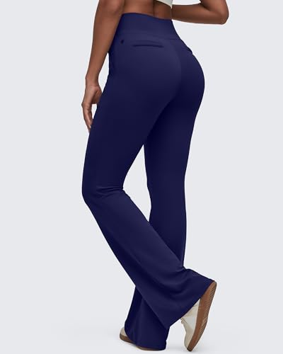 Image of G4Free BareFeel Flare Yoga Pants Women High Waisted Bootcut Leggings with Pockets Dress Work Pant Petite /Regular /Tall