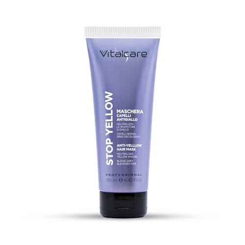 Vitalcare | Stop Yellow 190 ml, Maschera Capelli Antigiallo, Neutralizza le Sfumature di Giallo, Capelli Biondi, Grigi e Decolorati