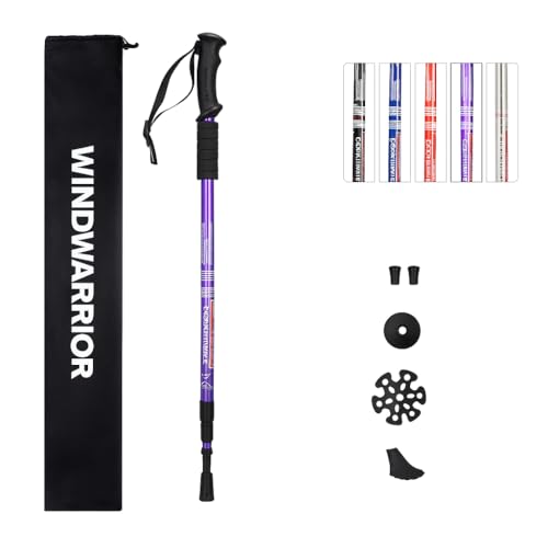Image of Trekking Poles - Lightweight Adjustable Aluminium Hiking Sticks with Shock Absorber, All-Terrain Tips & Carry Bag