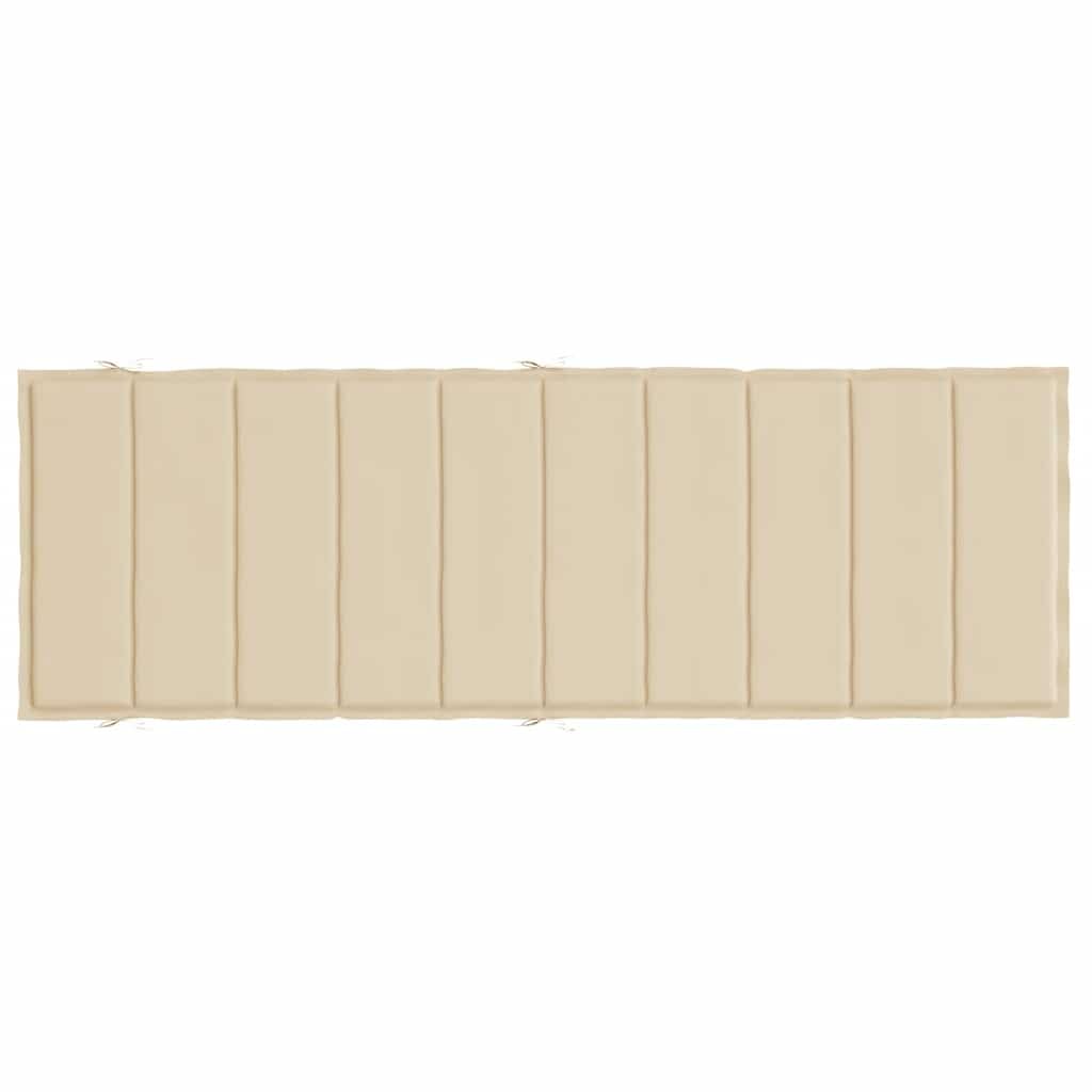 Cuscino per sedia a sdraio beige, 186 x 58 x 4 cm, in tessuto Oxford, impermeabile, con imbottitura in schiuma, antiscivolo e con nastri, per giardino, terrazza, balcone e interni
