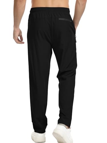 Surenow Men's Athletic Pants Elastic Waist Quick-Dry Lightweight Pants Workout Outdoor Sweatpants with Zipper Pockets2