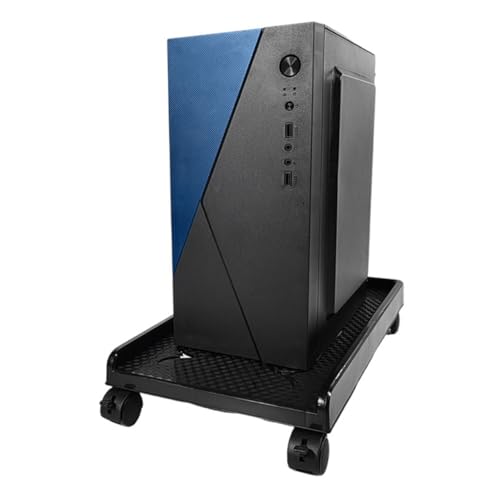 Soporte móvil para CPU con ruedas bloqueables y diseño resistente de plástico y hierro, color negro miniatura 4