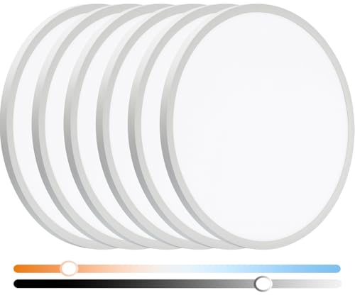 Image of 6 Pack 15.8Inch 3520LM LED Flush Mount Ceiling Light, 32W Dimmable & 3000K /4000K /5000K 3CCT Seletable, Round LED Ceiling Light for Bedroom Living Room Kitchen Hallway Office, White