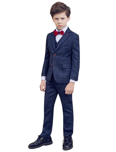 Costume mariage garçon avec gilet et veste à carreaux de cérémonie
