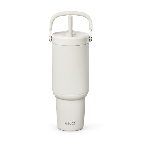 Image of Ello Oasis Go+ 32oz Tumbler with Top Handle and Retracting Straw | Reusable Insulated Stainless Steel Cup, 100% Leakproof Water Bottle, 24 Hours Cold, Cup Holder Friendly For Travel | Mineral