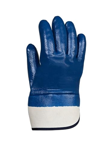 Image of Karam HS201(SC) Nitrile Fully Coated Safety Glove with Safety Cuff | Excellent Flexibility & Dexterity | Oil Repellent, Abrasion Resistant Work Gloves | Size-L | Pack of 3