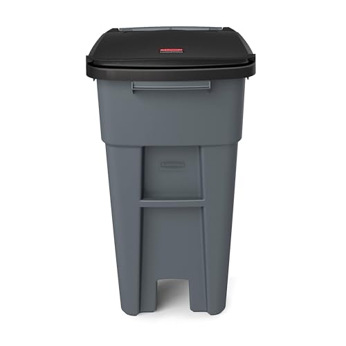 Image of Rubbermaid Commercial Products Brute Rollout Trash /Garbage Can /Bin with Wheels, 32 GAL, Gray, for Restaurants /Hospitals /Offices /Back of House /Warehouses /Home
