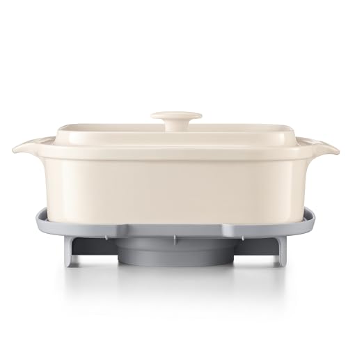 BUYDEEM A515 Ceramic Steam Extraction Pot Healthy Steam Cooking Pot for Nutrient-Rich Broth Impact-Resistant Ceramic Compatible with G52 G553 G563 and G67 Food Steamer 3QT White