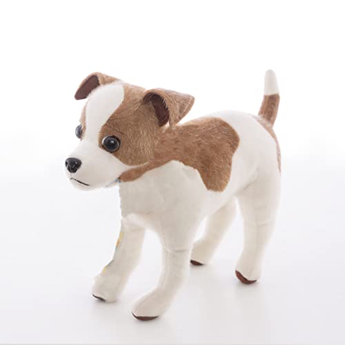 CU-MATE 12 '' Jack Russell Terrier Plüschtier Realistischer stehender Hündchen - Weiß und Braun Handgefertigtes weiches Plüsch Jack Kuscheltiere Geschenk für Jungen Mädchen