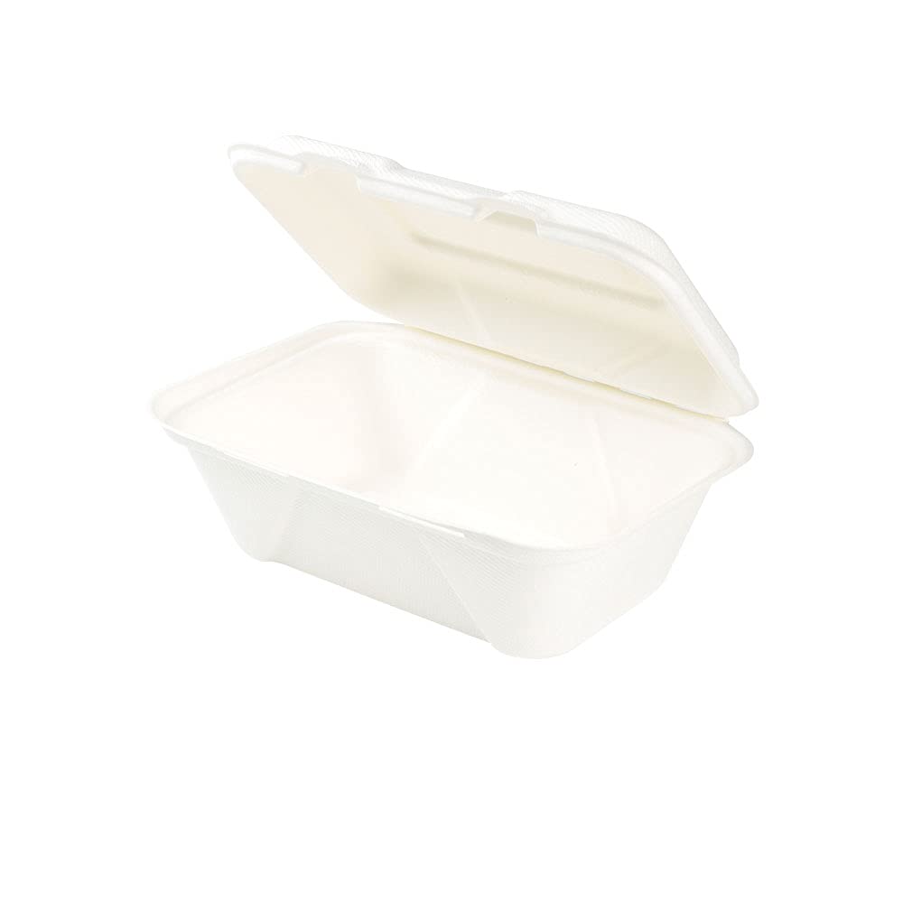 BIOZOYG Box per hamburger con coperchio ribaltabile I 500 contenitori da merenda compostabili in bagassa biodegradabile I Vaschetta per patatine quadrata I 500 lunchbox da asporto 18x13,6x5,9cm