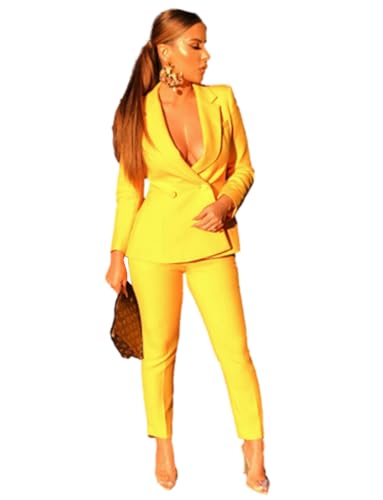 Costume 2 pièces pour femme avec veste croisée chic et pantalon élégant