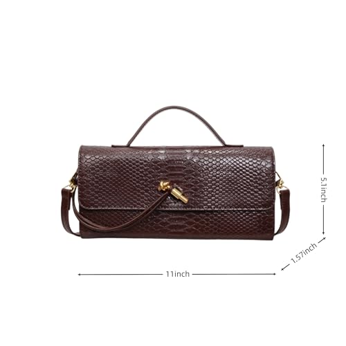 Image of Women Vegan Leather Evening Handbag Crocodile Pattern Handle Clutch Purse Cross Body Envelope Bag