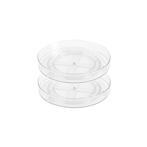 Roninkier Clear Lazy-Susan Turntable Cabinet-Organizer â€“ 2-Pack 11-Inch Lazy Susan Spice-Rack Storage â€“ Plastic Lazy Susan for Fridge Refrigerator Pantry
