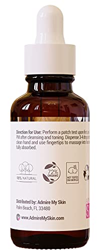 Admire My Skin Bakuchiol Serum Natural Retinol Serum Alternative for Face – Anti Blemish Anti Aging Facial Serum Contains Organic Aloe + Turmeric 1oz
