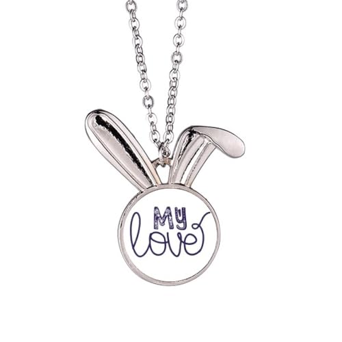 Collier My Love avec pendentif lapin et citation manuscrite élégante en argent